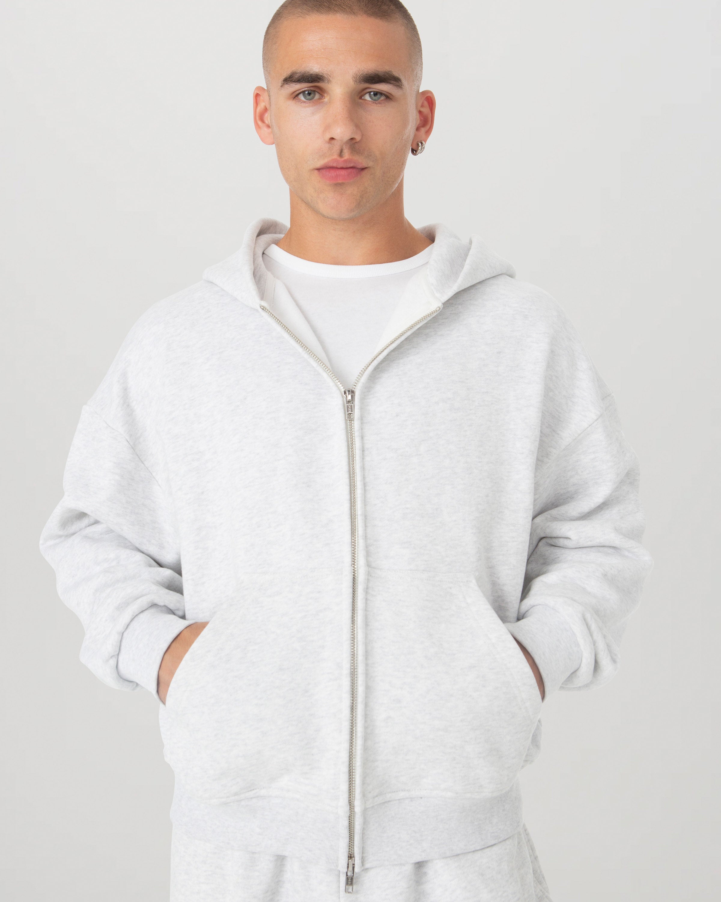 Grey Heavyweight Fleece Zip