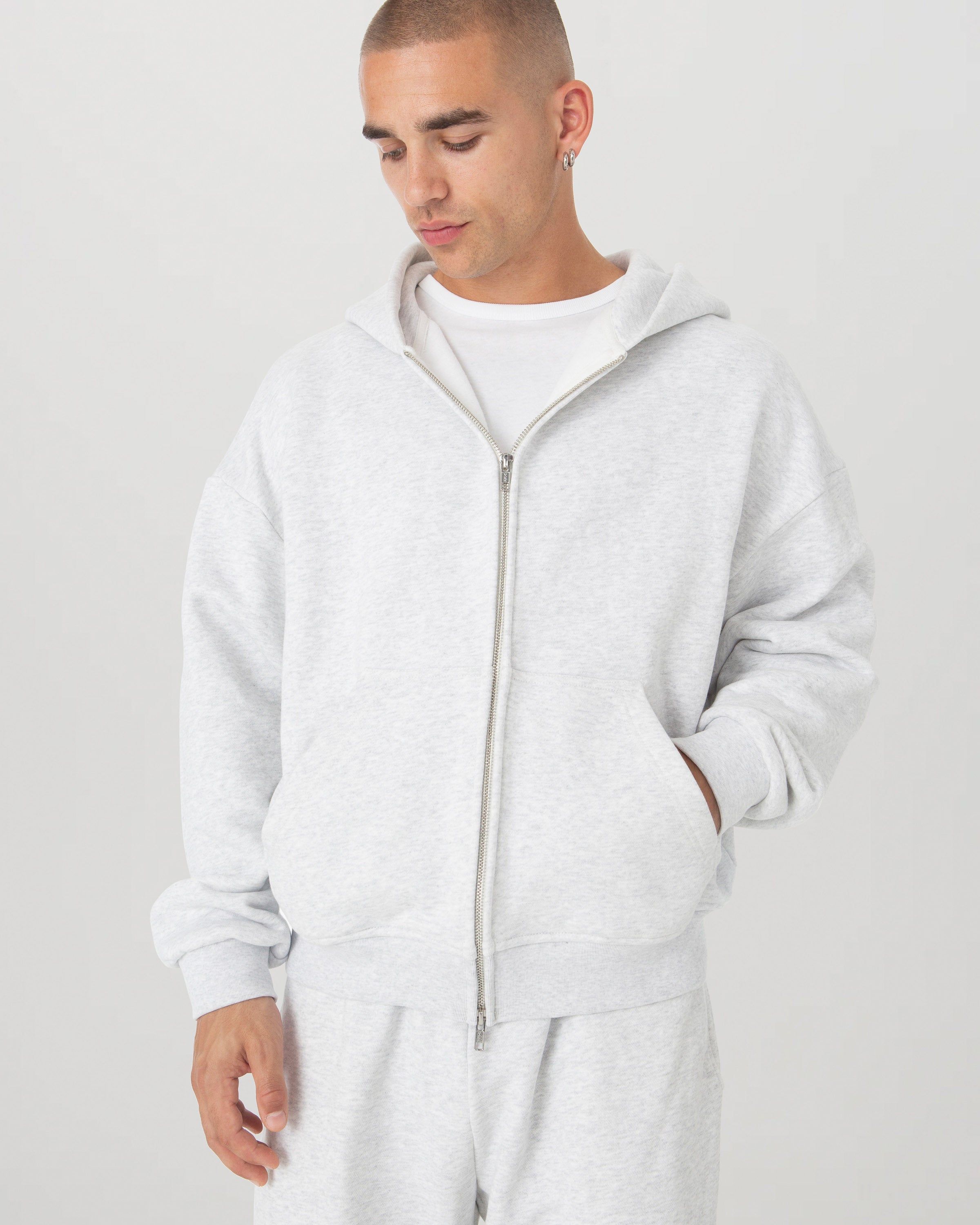 Grey Heavyweight Fleece Zip