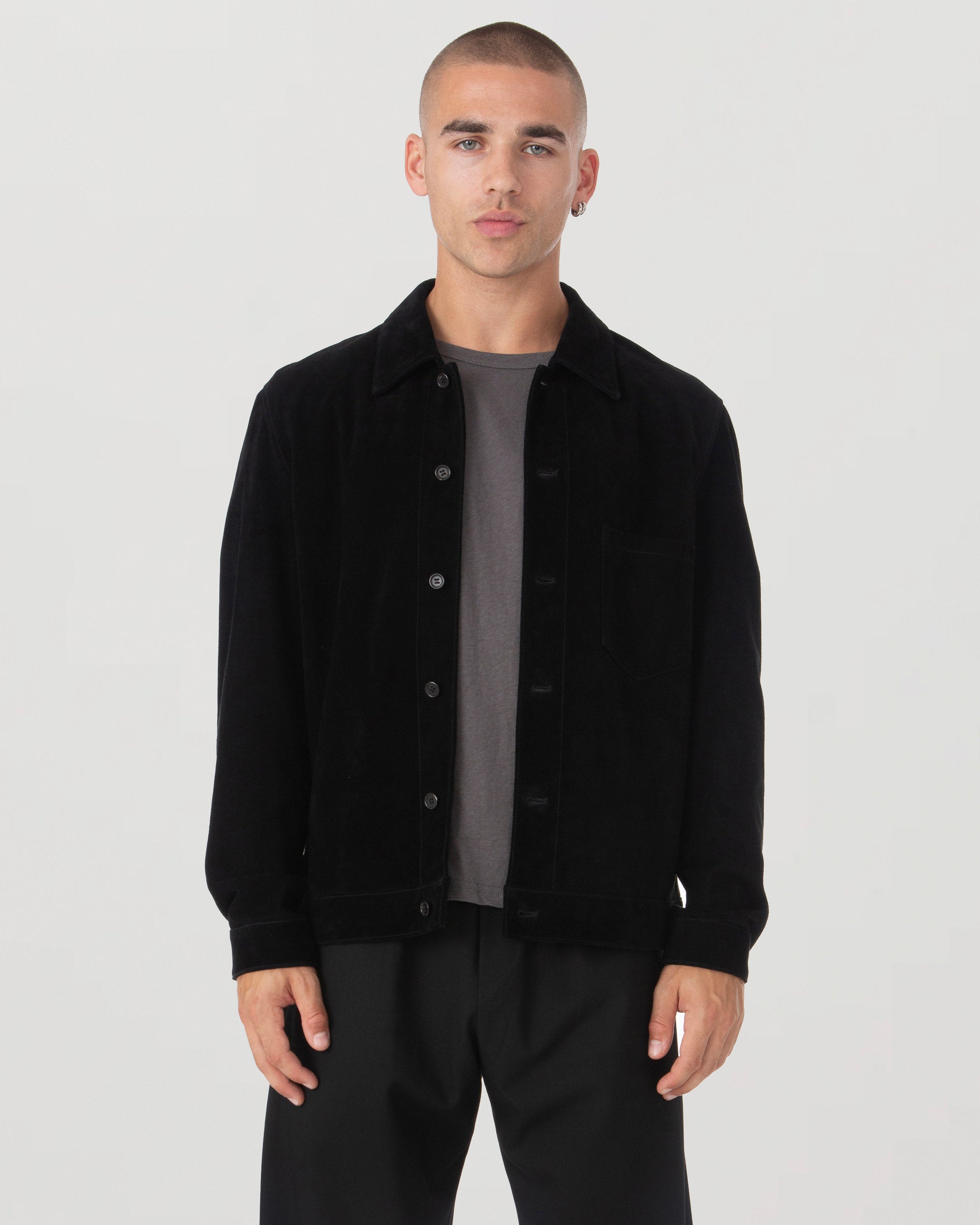 Lambskin Suede Shirt Black