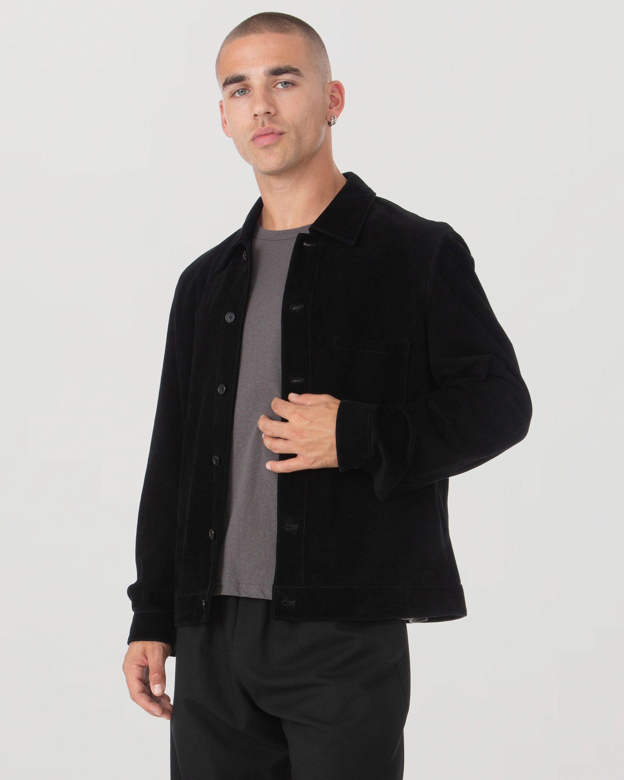 Lambskin Suede Shirt Black
