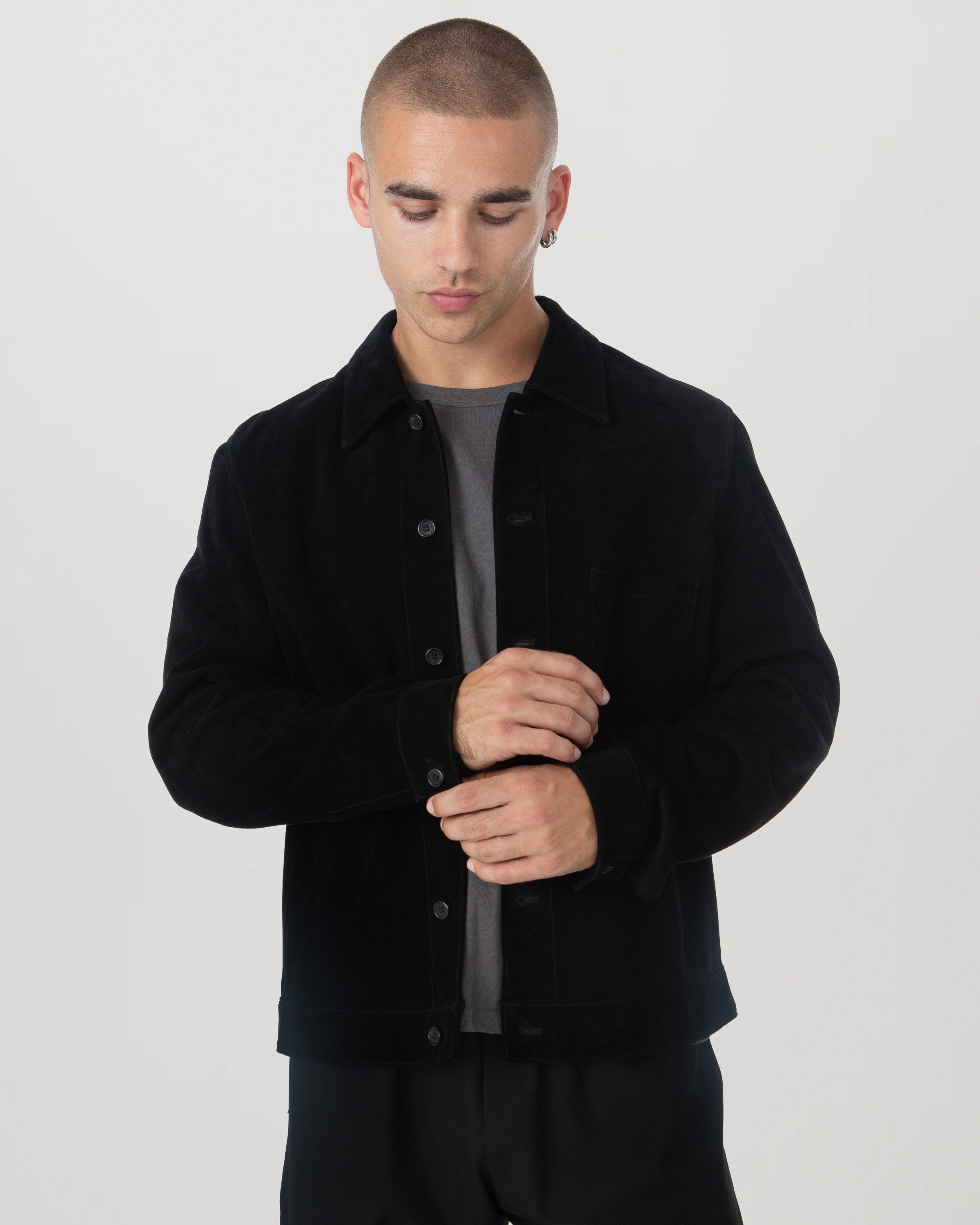 Lambskin Suede Shirt Black