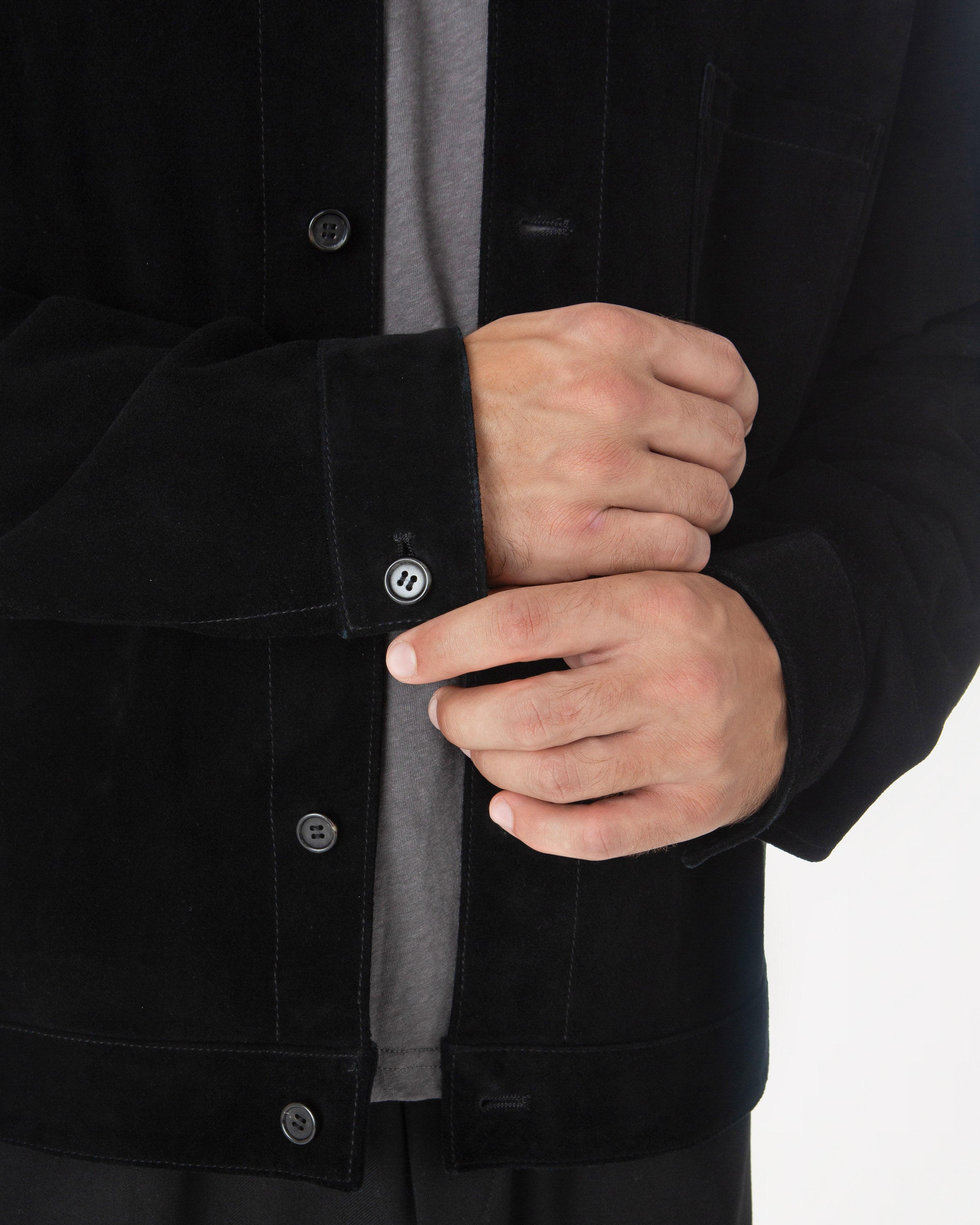 Lambskin Suede Shirt Black
