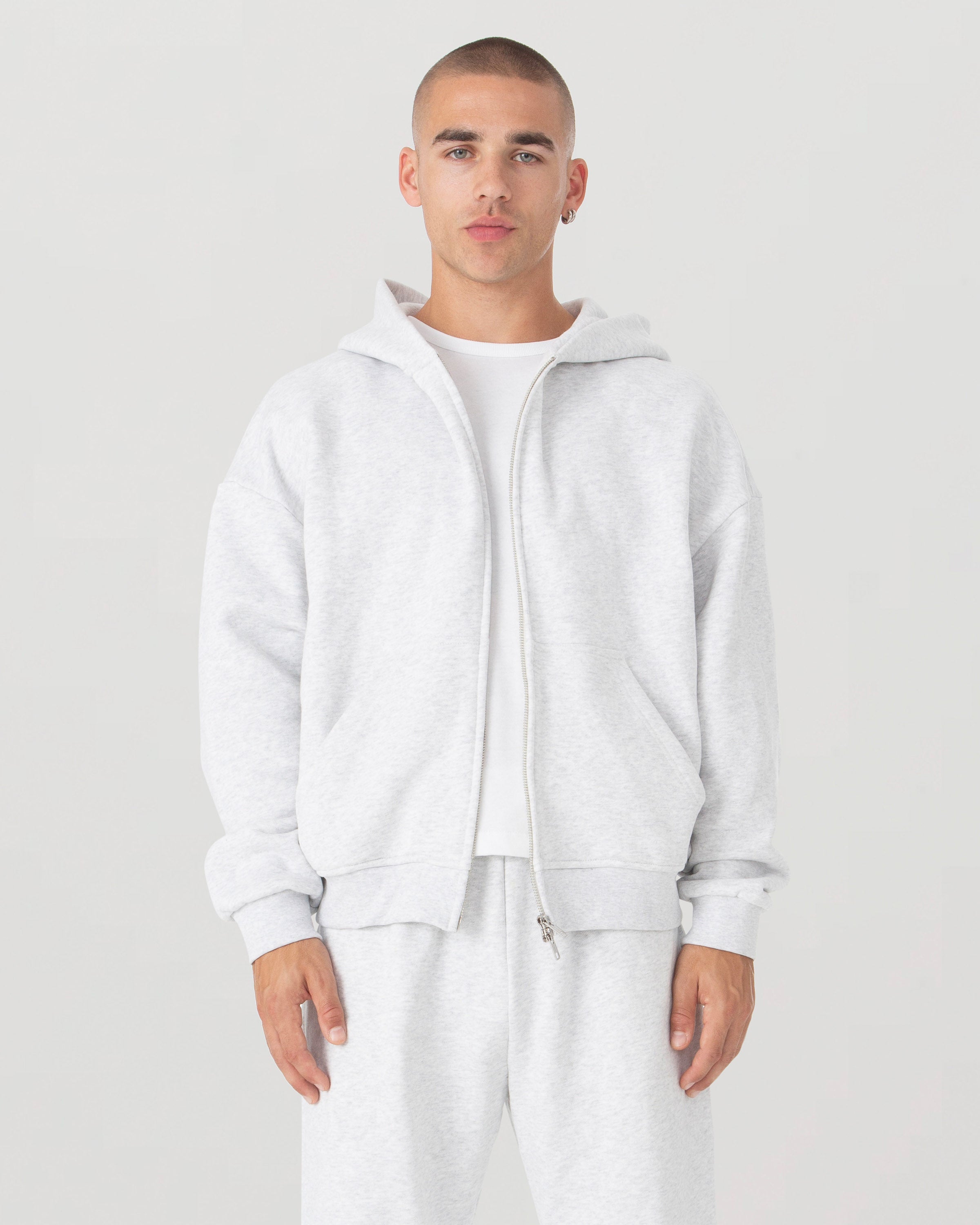 Grey Heavyweight Fleece Zip