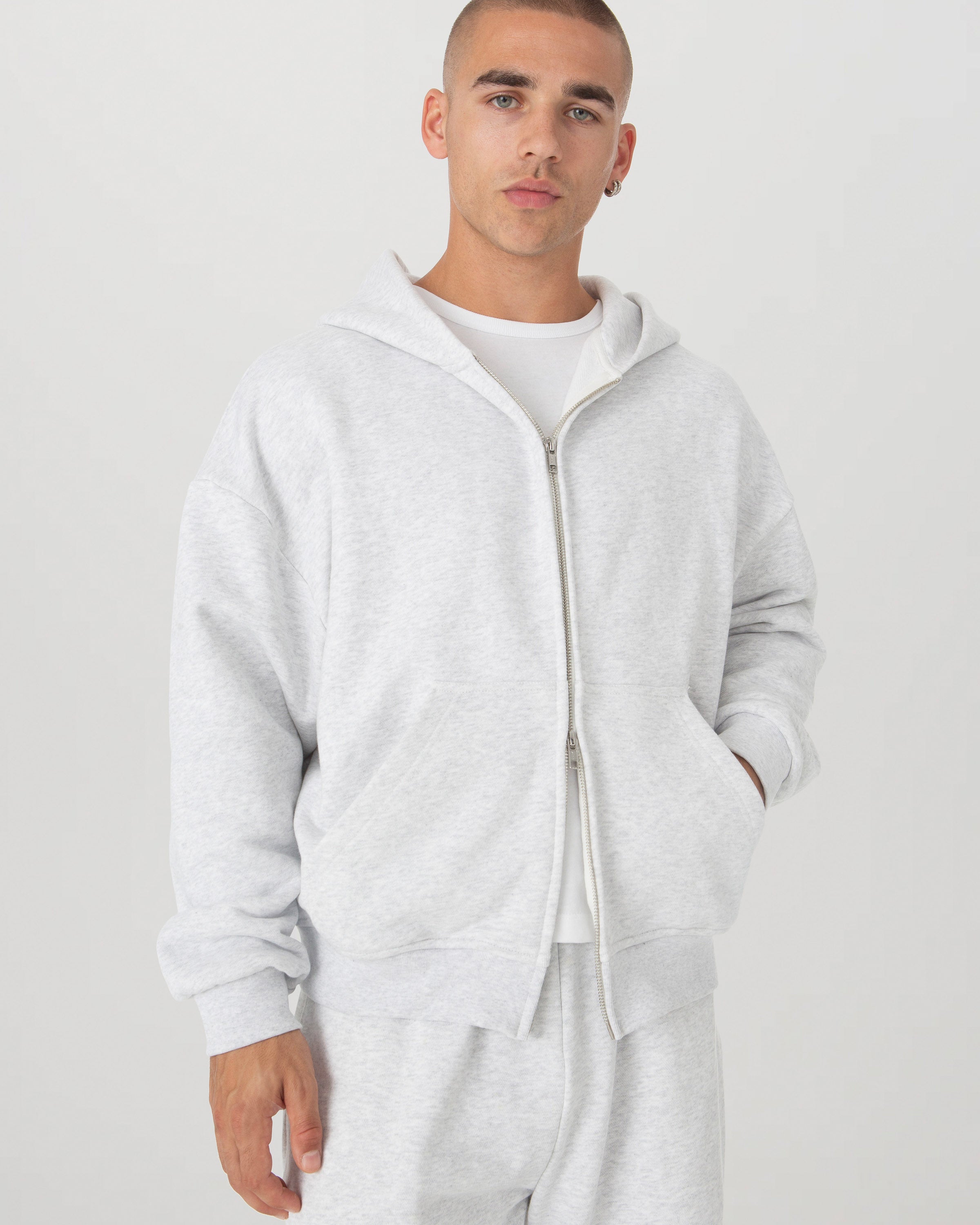 Grey Heavyweight Fleece Zip