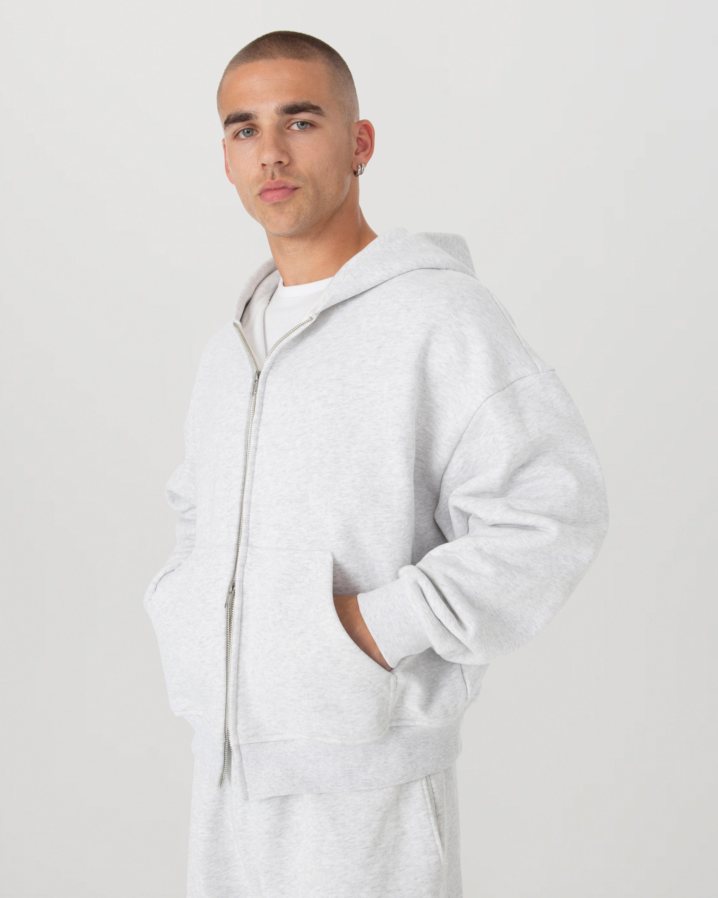 Grey Heavyweight Fleece Zip
