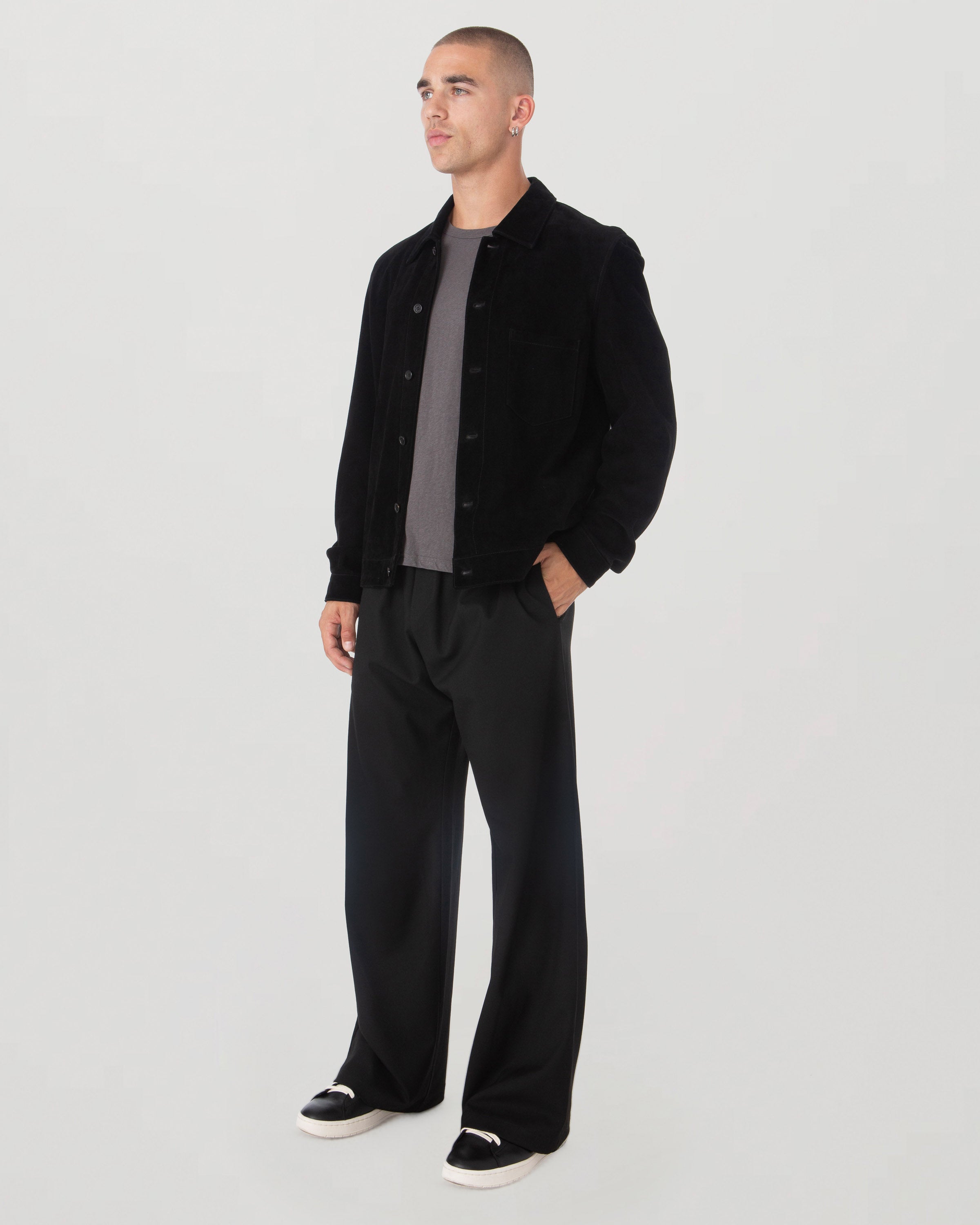 Lambskin Suede Shirt Black