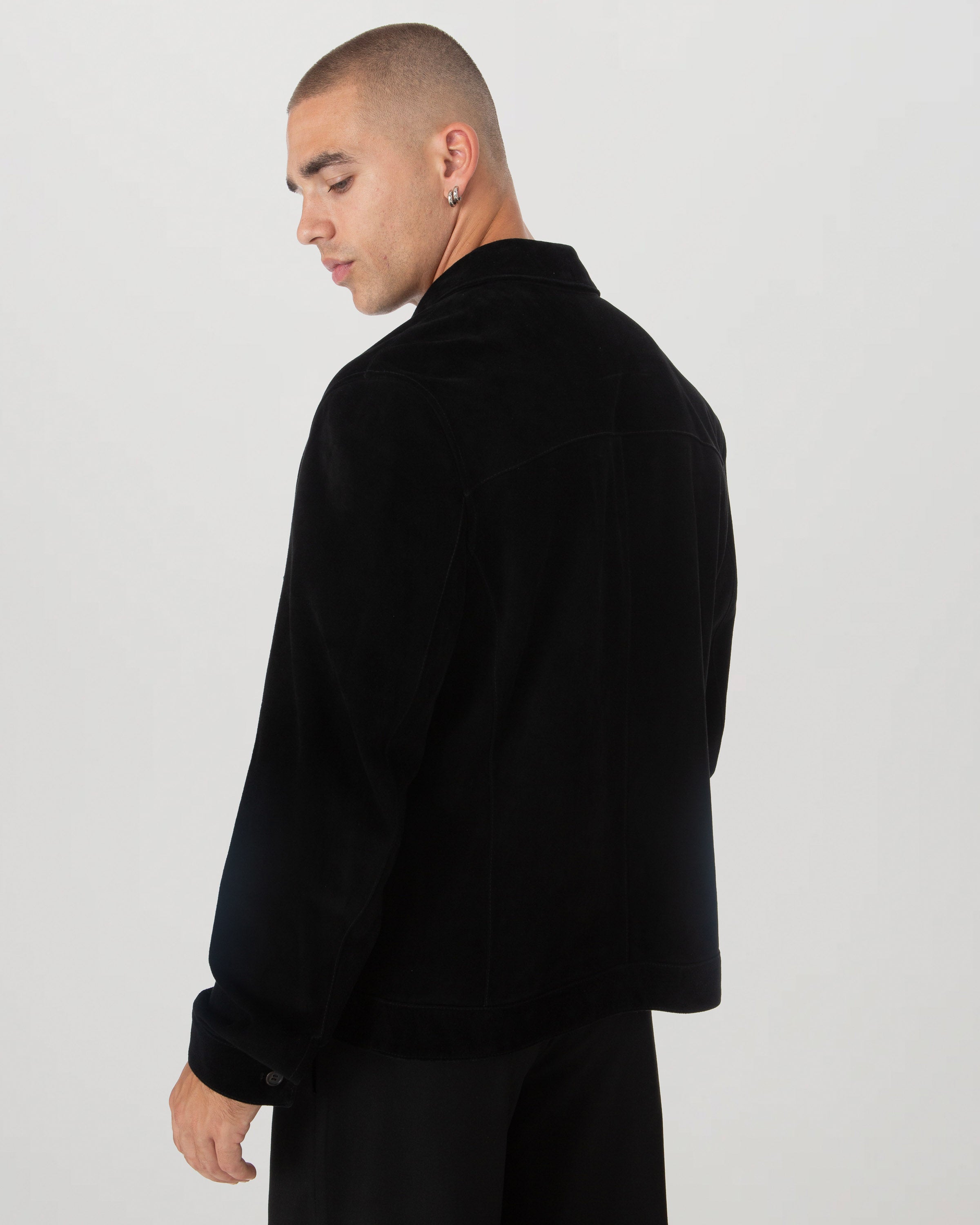 Lambskin Suede Shirt Black