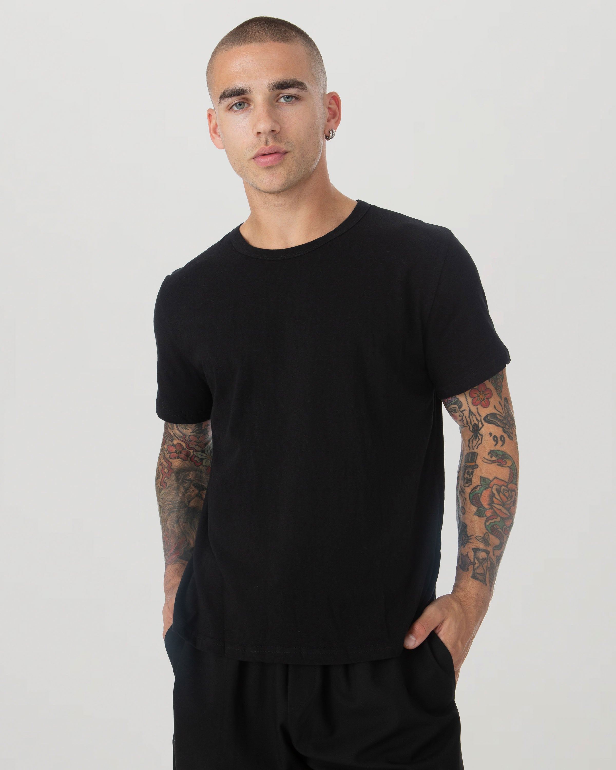 Black Slub Cotton T
