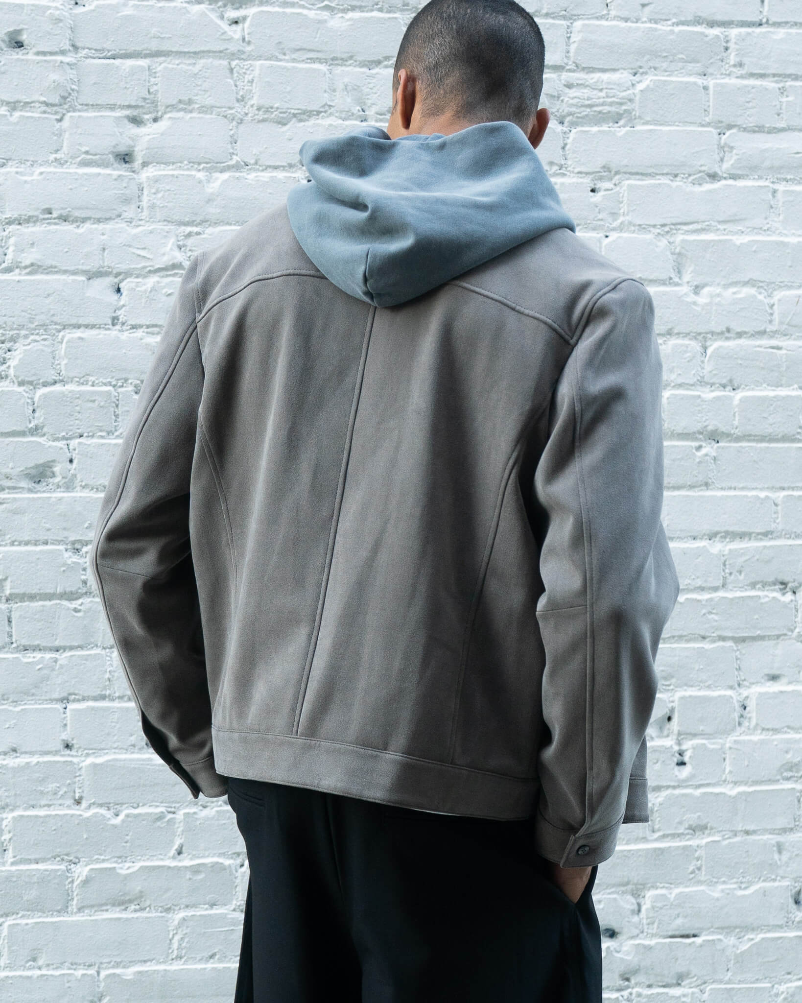 Lambskin Suede Shirt Grey